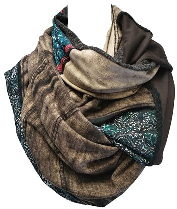 WANSSY® Damen Winterschal Großschal XXL lange Schal Doppelschicht verschiedenen Muster Vielfältige Tragemöglichkeiten (Graujacke Türkis)