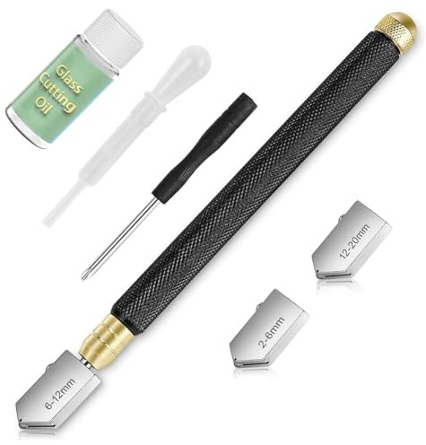 Okeeyseda Cutter 2mm-20mm & Glass Cutting Oil, Upgrade Glass Cutting Tool with Automatic Oil Feed, Glass Cutter, Fine Workmanship