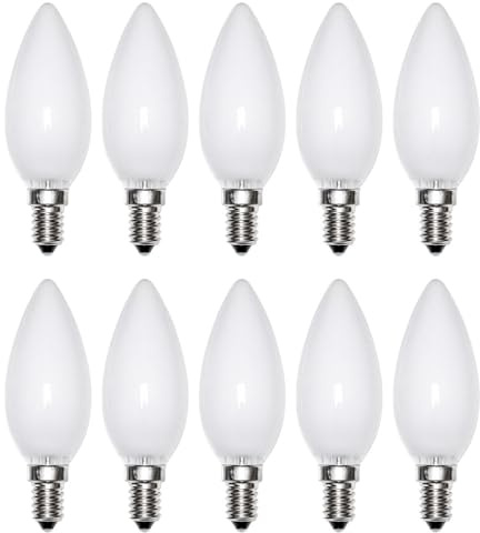 NCC-Licht 10 Stück Kerzenlampe C35 matt E14 40W warmweiß dimmbar 230V | Leuchtmittel aus mattiertem Glas, dimmbar, mit E14-Sockel, gemütliches Licht ideal für Kronleuchter