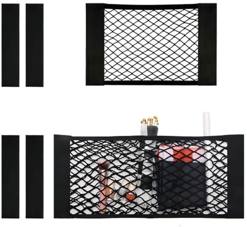 CATOR 2 Pack Filet de Rangement de Coffre, Filet de Stockage Voiture Sac avec Élastique Magic Sticker, Filet Rangement de Coffre pour épicerie, Rangement Ajouter sur Les organisateurs