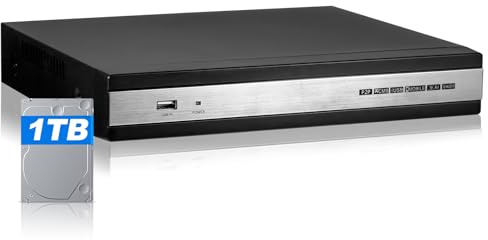 Douevo Grabadora DVR de seguridad de 8 canales con disco duro de 1 TB, H.265+8 CH grabadora de video digital de vigilancia, híbrido 6 en 1 (TVI/AHD/CVI/XVI/CVBS/IPC) CCTV DVR para cámara de seguridad
