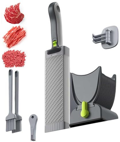 Trancheuse à viande en acier inoxydable - Épaisseur réglable - Pour la cuisine à la maison - Couperet à viande fraîche - 2-4 mm