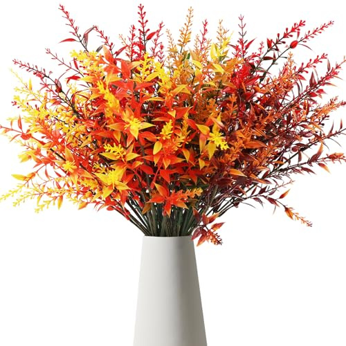 MACTING 8 Bunches Autumn Flowers Artificial, Maintenance Free Artificial Autumn Flowers, Realistic Artificial Plants Outdoor, Non Fading, Autumn Decorations for Home, Outdoor, Garden, Dining Table