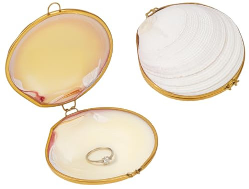 MAYJOYDIY 2 pz Scatola Portagioie A Forma di Conchiglia Bianca con Statuetta di Conchiglia Naturale Da Collezione Portagioie Portaorecchini Portaoggetti Decorativi Organizer per Anelli Orecchini