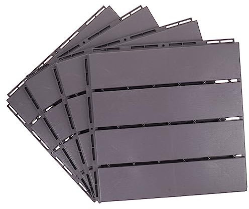 SHINEOFI 4pezzi Piastrelle Per Terrazze Ad Incastro Pavimenti Per Esterni in Plastica Piastrelle Per Patio Finte in Decorazioni Per Giardini e Balconi Facili Da Installare e Resistenti All