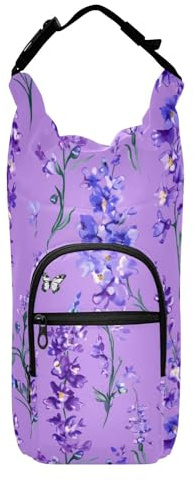 FRODOTGV Purple Gladiolus Flowers Water Bottle Holder Sling Foldable Water Bottle Carrying Bag Waterbottle Holder Fits 20/24/32/40 oz Bottles, Purple Gladiolus Flowers, 1 size, Claasic