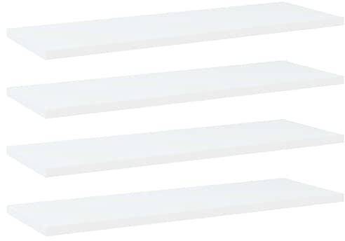 White Bookshelf Panels 4pcs 60x20x1.5cm Multipurpose Plywood for Vertical SpaceSaving Cabinet Display Shelf Modern Floor Bookcase for Home or Office