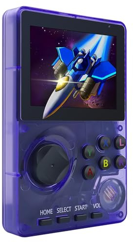 Kids Handheld Retro Game Console Pre-loaded 100 Classic 16-Bit Games, Handheld Video Gaming Console with 2.8 Color Screen, Rechargeable Battery, Handheld Game for Boys Girls (Transparent Purple)