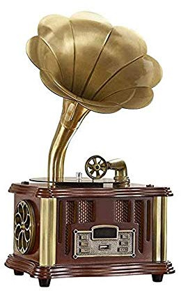 ZJFHEYUO Vinyl Playerge,Antique Vinyl Record Player Bluetooth Phonograph Record Player,Portable Version Retro Style Subwoofer Speakerw/Aux-In Fm/Am Radio Gramophone