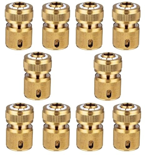 10 Stück 1/2 Zoll Gartenschlauch Schnellverbinder Messing Schnellschlauch Endverbinder Gartenschlauch Düse Connect Kit für Küche Garten Outdoor Schlauch Rohr Werkzeug