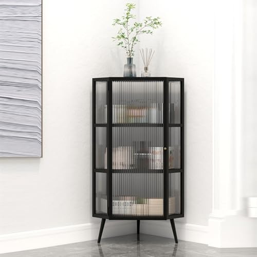 Weinschrank mit Glastür, Curio Vitrine für Esszimmer und Wohnzimmer, ideal für Sammlerstücke und Heimbüro