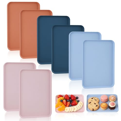 Kleines Tablett, 8 Stück Serviertablett Mini Kunststoff Tabletts Wiederverwendbar Klein Servier Tablett 24 X 17 X 1.7 cm Rechteckige Küchentablett für Wohnzimmer Café Bäckerei Restauran