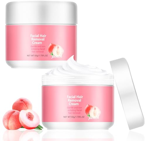 VLUVLA 2Pcs Facial Hair Removal Cream for Women, Gentle Face Hair Remover Cream, Fast-Acting Painless Facial Hair Removal, Smooth Skin in 5 Minutes, Suitable for All Skin Types