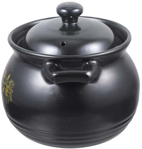 Ipetboom Olla de Cerámica para Sopa con Diseño sin Recubrimiento Mango Aislante Antideslizante Resistente Ácidos y Álcalis Apta para Cocinas Vitrocerámicas y Gas Ahorro de Energía y