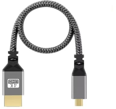 LOKLNEYK Cable Micro HDMI A HDMI 3D 4K/60Hz – Trenzado De Nailon De 0,3 M, Compatible con HDTV/PS4(1m)