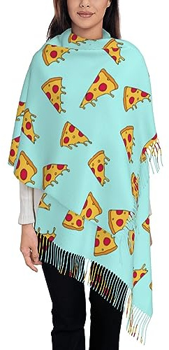 Damhalsduk varm damer vinterhalsduk pizza mjuk damhalsduk för kvinnor män inomhus 68 x 196 cm