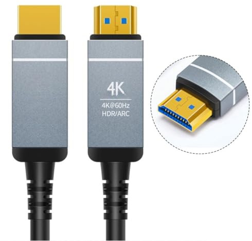 FACAIIO Cavo in fibra ottica 4K 60Hz 18Gbps con connettori dorati TV, PS5, per Xbox, laptop e monitor, 1 metro, per nero
