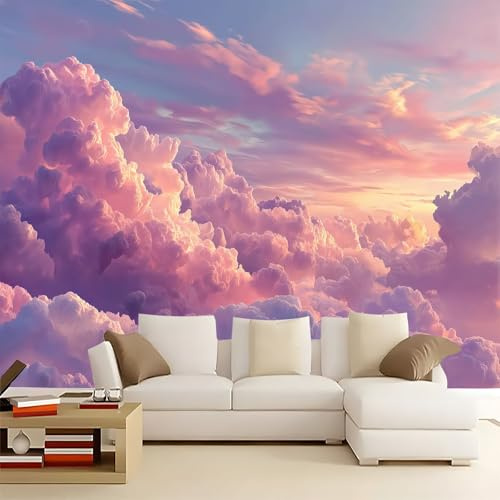 Carta da Parati Fotomurale XXL 200 x 140 cm, Viola Poster Murale 3D in Tessuto Non Tessuto per Parete TV Corridoio e Soggiorno, Decorazione Interni di Grande Impatto Cielo Nuvole E Tramonto Onirici