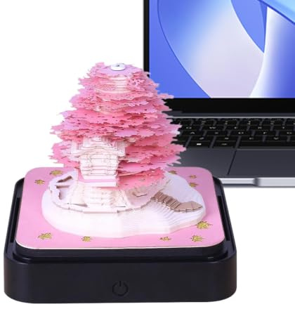 3D Avrivningskalender träd- och husdesign konstplanerare pyssel | med klart dammskydd och rivbar memoblock-skulptur för dagliga uppgifter, vanor, bokmärken, kontor, klassrum, lärare,