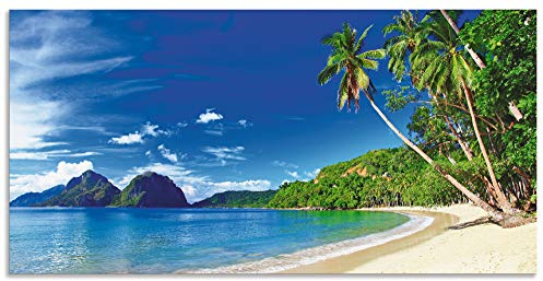 ARTland Wanddeko Wandbild Alu Verbundplatte für Innen & Outdoor Bild 60x30 cm Karibik Strand Südsee Palmen Sand Insel Himmel Natur Sommer Urlaub S9HV