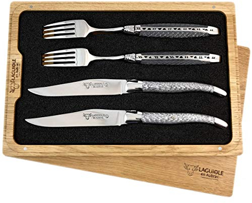 LAGUIOLE en Aubrac Premium Steakbesteck geschmiedet Set 2 Steakmesser und 2 Steakgabeln Texalium