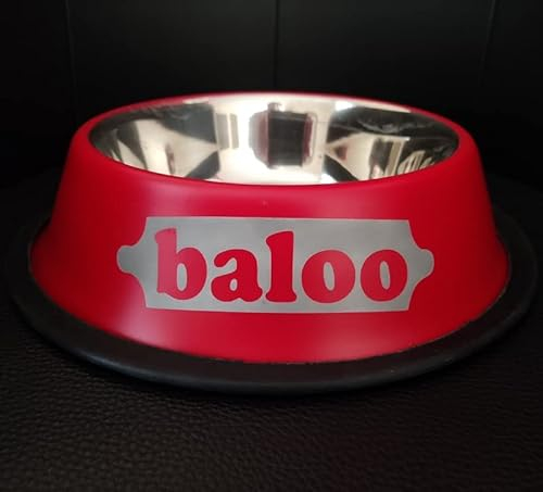 Gamelle personnalisée Couleur Rouge en INOX antidérapante pour Chiens et Chats Taille S - M - XL