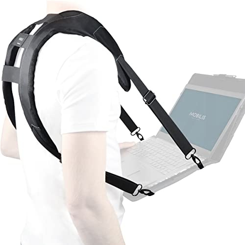 MOBILIS Arnés Ergonómico para Portátil y Tablet - Transporte y Escritura | Trabajo de Pie con Manos Libres - Sistema Ajustable de 4 Puntos de Sujeción - Soporte Acolchado para Profesionales de Campo