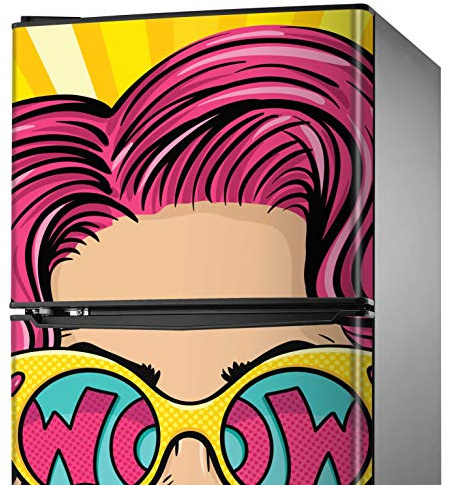 MEGADECOR DECORATE YOUR HOME Adesivo decorativo per frigorifero con Pop Art 'Wow', varie misure (185 cm x 60 cm)