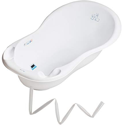 Baignoire bébé thermomètre intégré 102 cm Blanc Lapin Avec tuyau