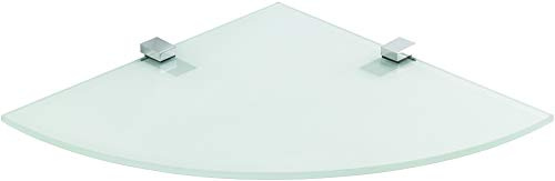 ib style® Glasregal | Eckregal | Viertelkreis |inkl. Befestigungsclip KUBI Verchromt| 3 Dekore | 8mm - 25x 25 cm - Satiniert