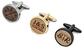 STREIFHOLZ Manschettenknöpfe aus Holz, personalisiert mit Gravur & Holzbox, hochwertiges Geschenk für Herren zur Hochzeit, Verlobung, Valentinstag, Jahrestag uvm.
