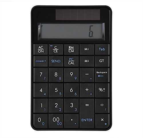 Annadue 2 in 1 Ziffernblock und Taschenrechner mit LCD Display und 2,4 G USB Empfänger, 29 Tasten Rechner Solar Power Compact Keyboard Für