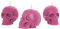 NKlaus 3x Kerzenset Totenkopf Rosa aus biologich reinem Bienenwachs Gothik Kerze bunte Figurenkerze Skull Halloween Ritualkerze 36353