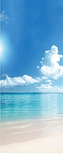 A.Monamour Türtapete Selbstklebend Türfolie Türposter 3D Sommer Sandstrand Meer Blauer Himmel Weiße Wolken Natur Landschaft Vinyl Folie Türdeko Tapete Wandbild Türaufkleber Türtattoo 77 x 200 cm