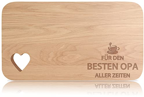 Tabla de desayuno de madera, tabla de madera con grabado, tabla de desayuno con escote de corazón, regalos para abuelo, regalo de cumpleaños personalizado