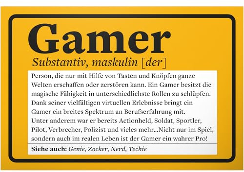 DankeDir! Gamer Definition - Schild 30 x 20 cm - Geburtstagsgeschenk Jugendlicher Jungen Geschenk Dekoration Teenager - Deko Zocker Schüler Türschild Zimmer Geschenkidee Partydeko
