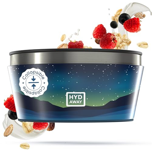 HYDAWAY 1-Quart Collapsible Insulated Bowl with Lid - BPA-Free, Leak-Resistant, Space-Saving Camp Bowl - Ideal for Hiking, Travel & Outdoor Meals