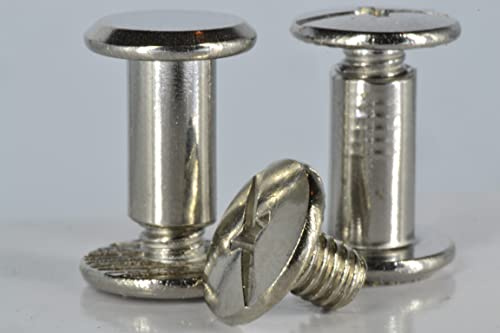 Buchschrauben edelstahl 8mm | 20 Stück | Farbe: silber | Schraubnieten für Leder basteln | Hülsenmutter + Schrauben | nieten 5mm | nieten zum schrauben | Deutscher Anbieter für Chicago schrauben