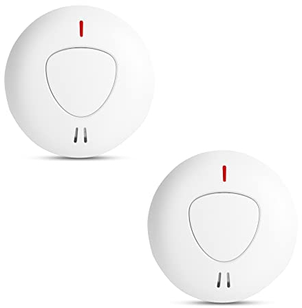 Détecteur de Fumée - Alarme Incendie avec 10 Ans d'Autonomie - Alarme de Fumée - Alarme Maison - Idéal de Cuisine, Magasin, Bureau, Maison, Porte et Garage (Pack of 2)