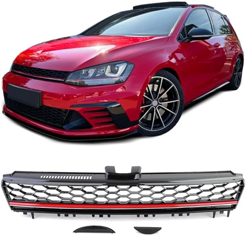 Sport Waben Kühlergrill ohne Emblem Schwarz Glanz für VW Golf 7 12-17 auch GTI