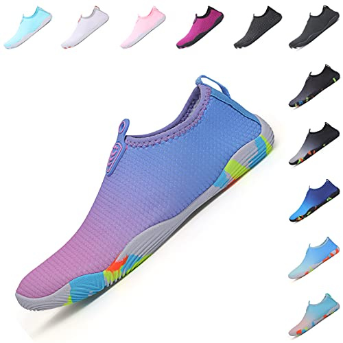 Baofular Badeschuhe Damen Herren Wasserschuhe Schwimmschuhe Sommer Strandschuhe Schnell Trocknend Aquaschuhe Surfschuhe für Meer Rosa Lila 42 EU