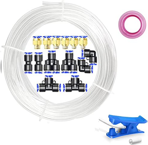 Stubotar transparent 10M Tuyau d'arrosage en Polyuréthane 4mm OD X 2,5MM ID PU Air Tubing avec 14 Kits de Connecteurs et Cutter Flexible et Résistant aux Intempéries