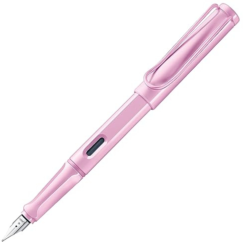 Lamy safari lightrose Füller - Füllhalter mit ergonomischem Griff & polierter Stahlfeder in Strichbreite F – robuster ASA-Kunststoff - inkl. Tintenpatrone T 10 blau - Rechtshänder