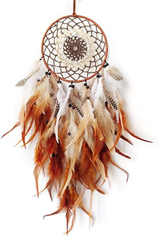 Donko Brown Dream Catcher Feather Dream Catchers Wall Decor Handmade Dreamcatcher Wall Hanging Ornament for Bedroom Living Room Home Decor