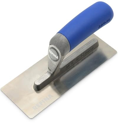 Refina FINATEX Flex Midget Plastering Trowel for Tight Spaces - 8 x 4.3 (200 x 110mm) Plasterers w/ 0.4mm Stainless Steel Blade & Ergonomic Handle - Applying, Smoothing & Finishing Trowel
