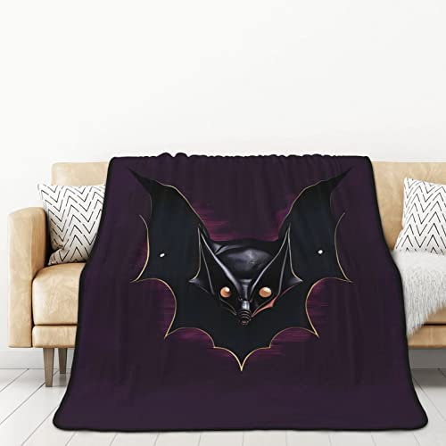 TORONG Schwarze Geisterfledermaus doppelseitige Flanelldecke für Autobetten und Nickerchen für Erwachsene, eine warme und gemütliche Decke (152,4 x 203,2 cm)