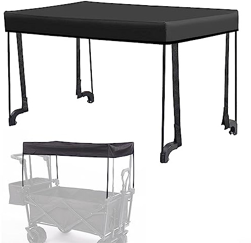 Wagon Baldachin Abdeckung, Markise Baldachin Garten Wagon Befestigung Sonnenschutz Wagen Abdeckung für Einkaufswagen Garten Camping Strand Trolley Cart (Schwarz)