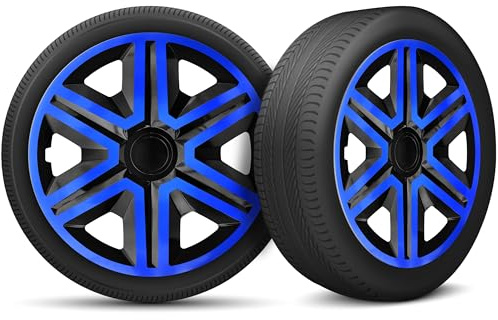 Radkappen 16 Zoll Radzierblenden 4er Set passend für alle Stahlfelgen - Einstellbarer Sicherungsring - Schwarz Blue