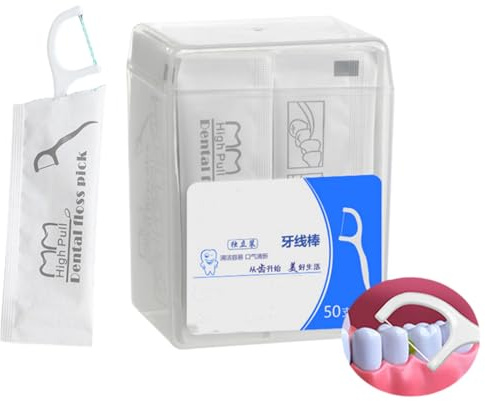 Zahnseide-Plektren, 50 Stück, einzeln verpackt, Zahnseide, Zahnseide, Zahnseide, Zahnseide, Zahnseide, Plektren, das perfekte tragbare Zahnseide, Reise-Set für die Reinigung von Zähnen und Oral