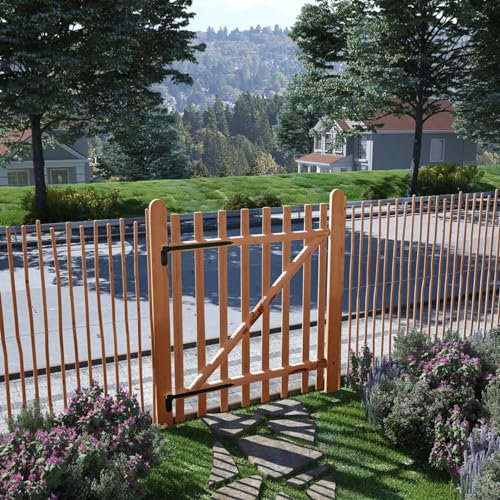 ZEYUAN Puerta para Valla 100x120cm Madera de avellano impregnada, Vallas para Jardin, Puerta Entrada Exterior, Puerta De Jardin, Verja Jardin Exterior - 142597